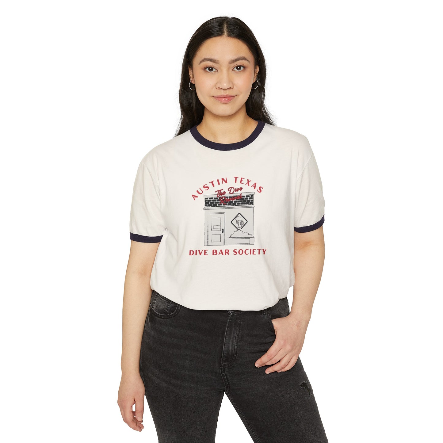 Austin Dive Bar Society Unisex Cotton Ringer T-Shirt