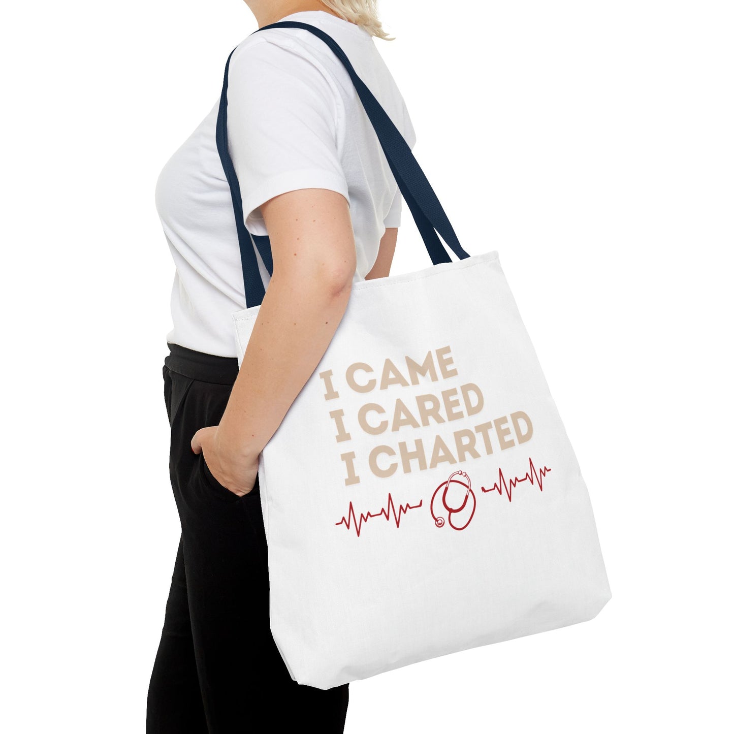 I Came I Cared I Charted Tote Bag