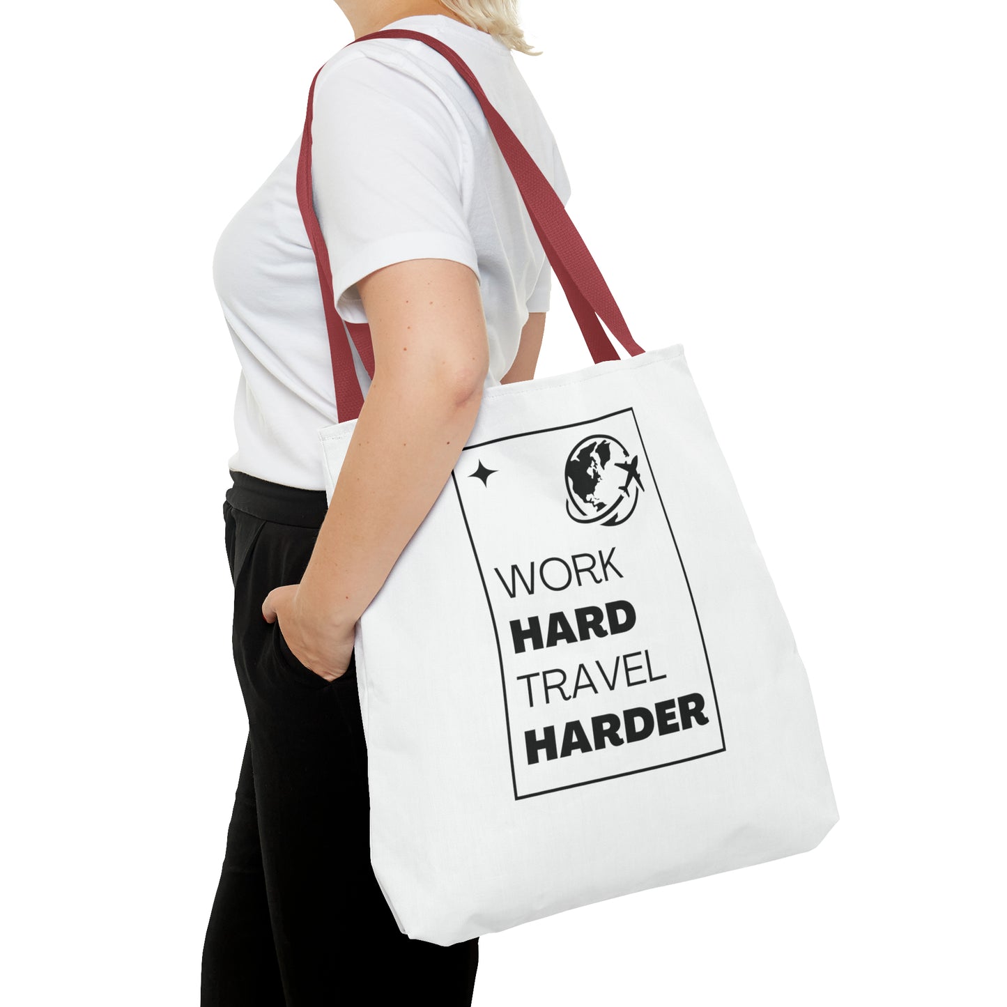 Work Hard Travel Harder Carry On Tote Bag (AOP)