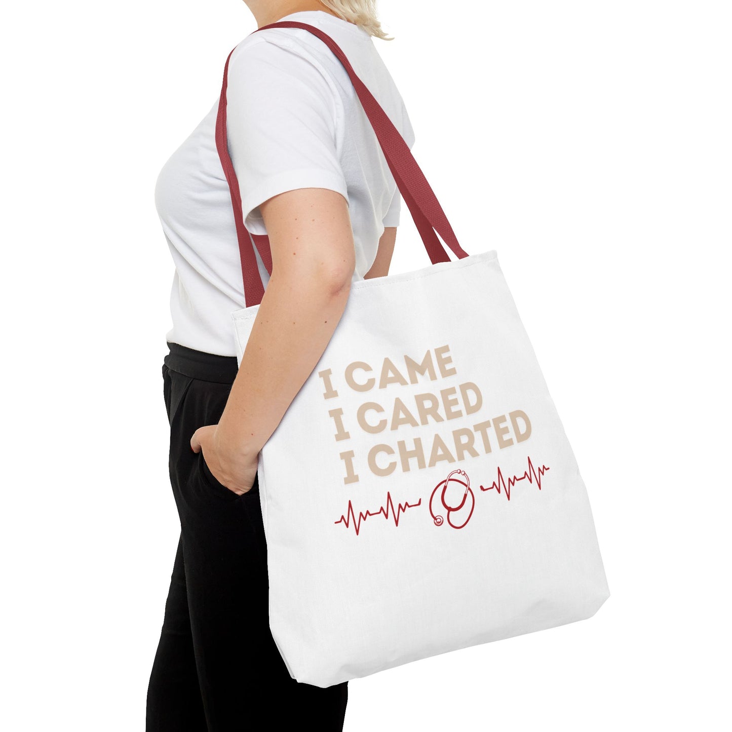 I Came I Cared I Charted Tote Bag