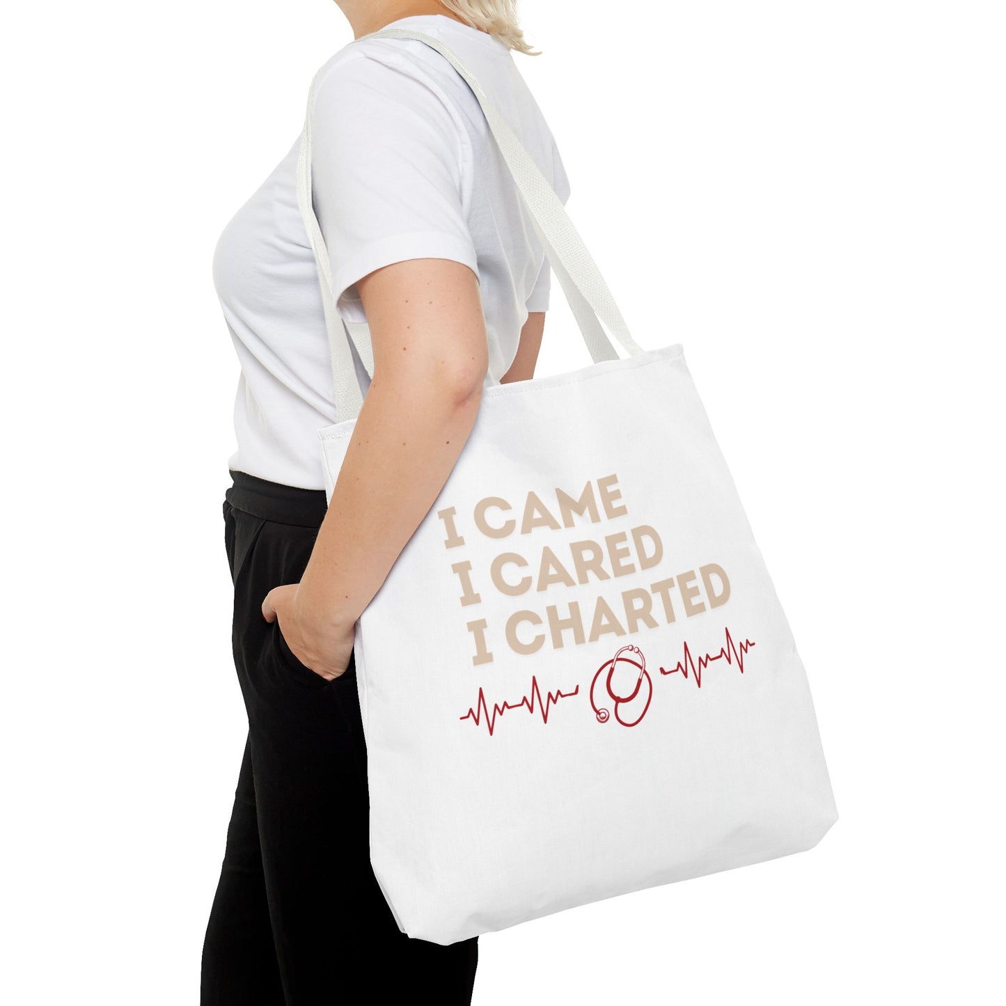 I Came I Cared I Charted Tote Bag