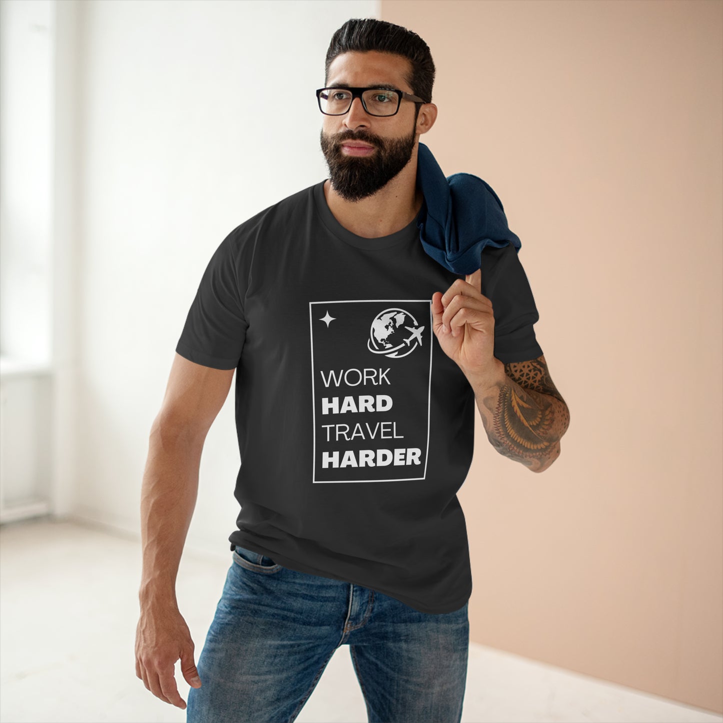 Work Hard Travel Harder Shirt Men's Staple Tee