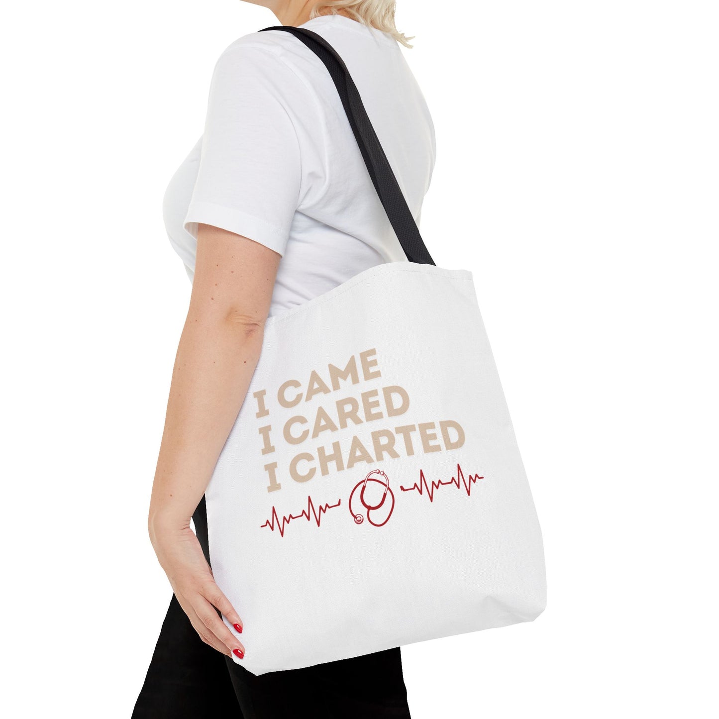 I Came I Cared I Charted Tote Bag