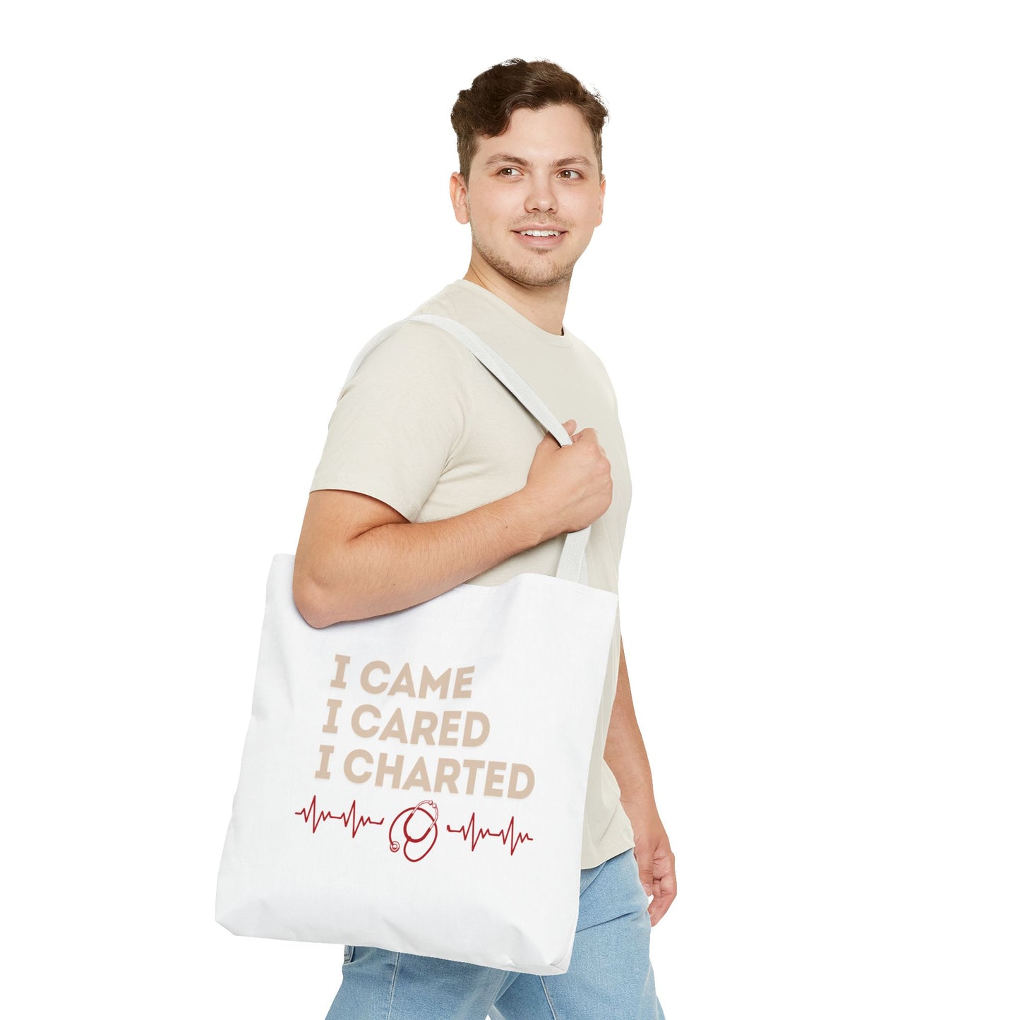 I Came I Cared I Charted Tote Bag