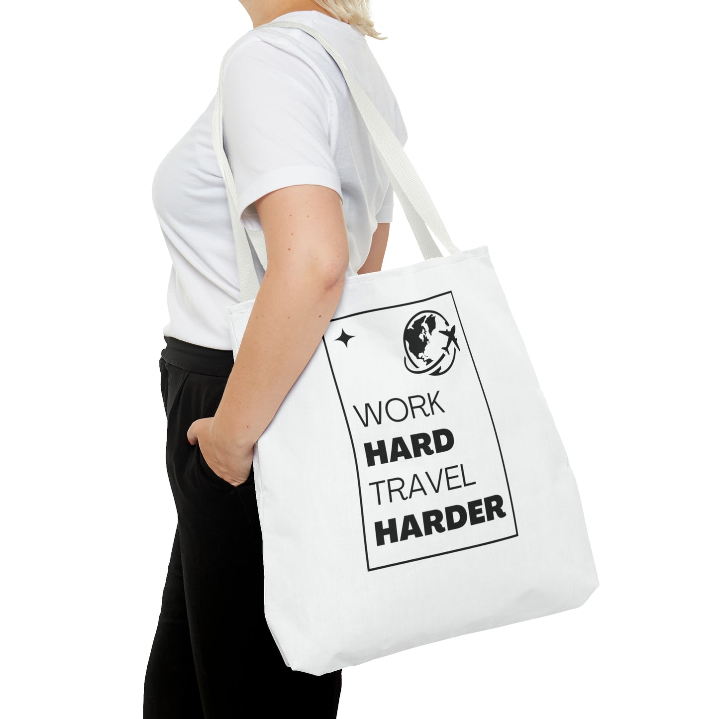 Work Hard Travel Harder Carry On Tote Bag (AOP)