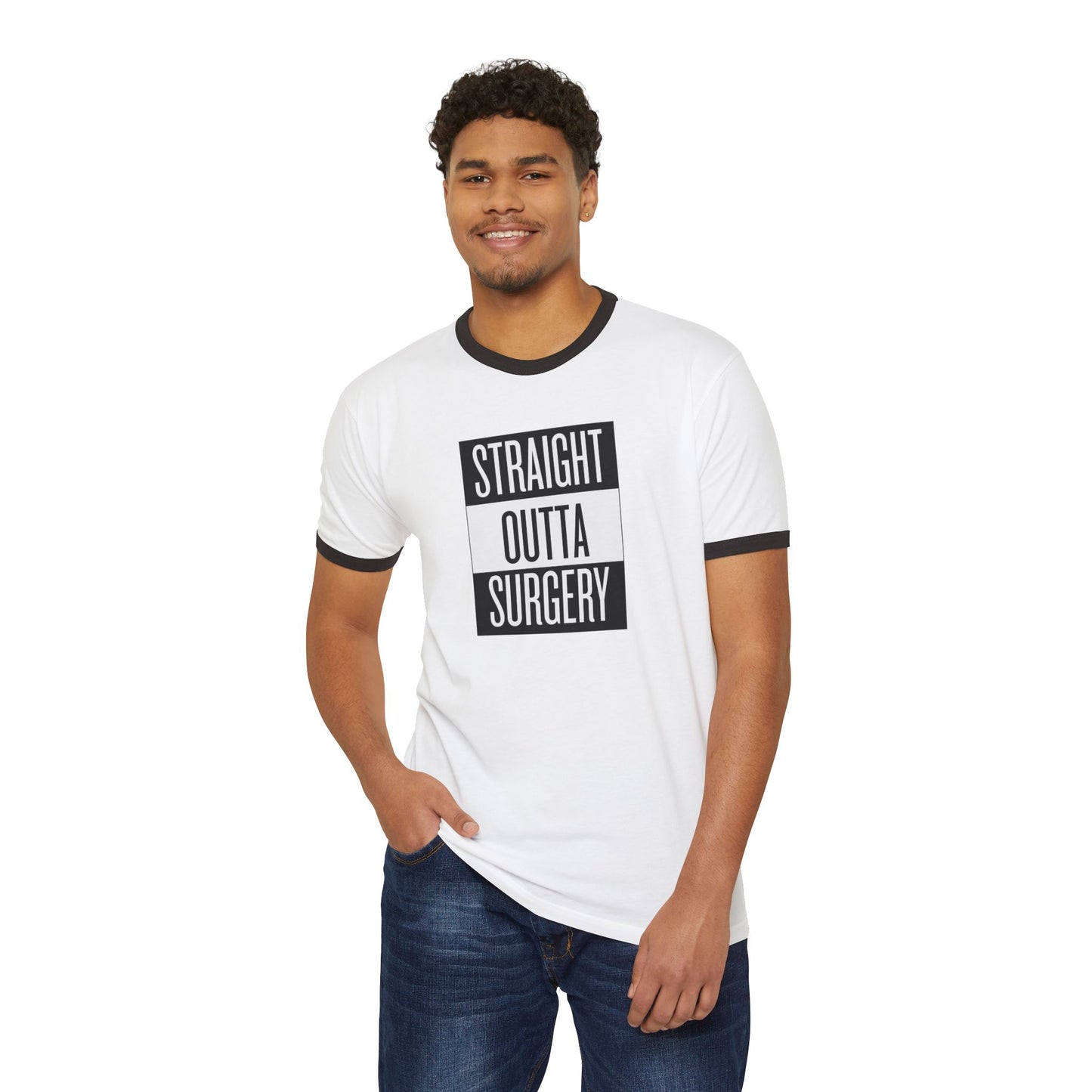 Straight Outta Surgery Unisex Cotton Ringer T-Shirt