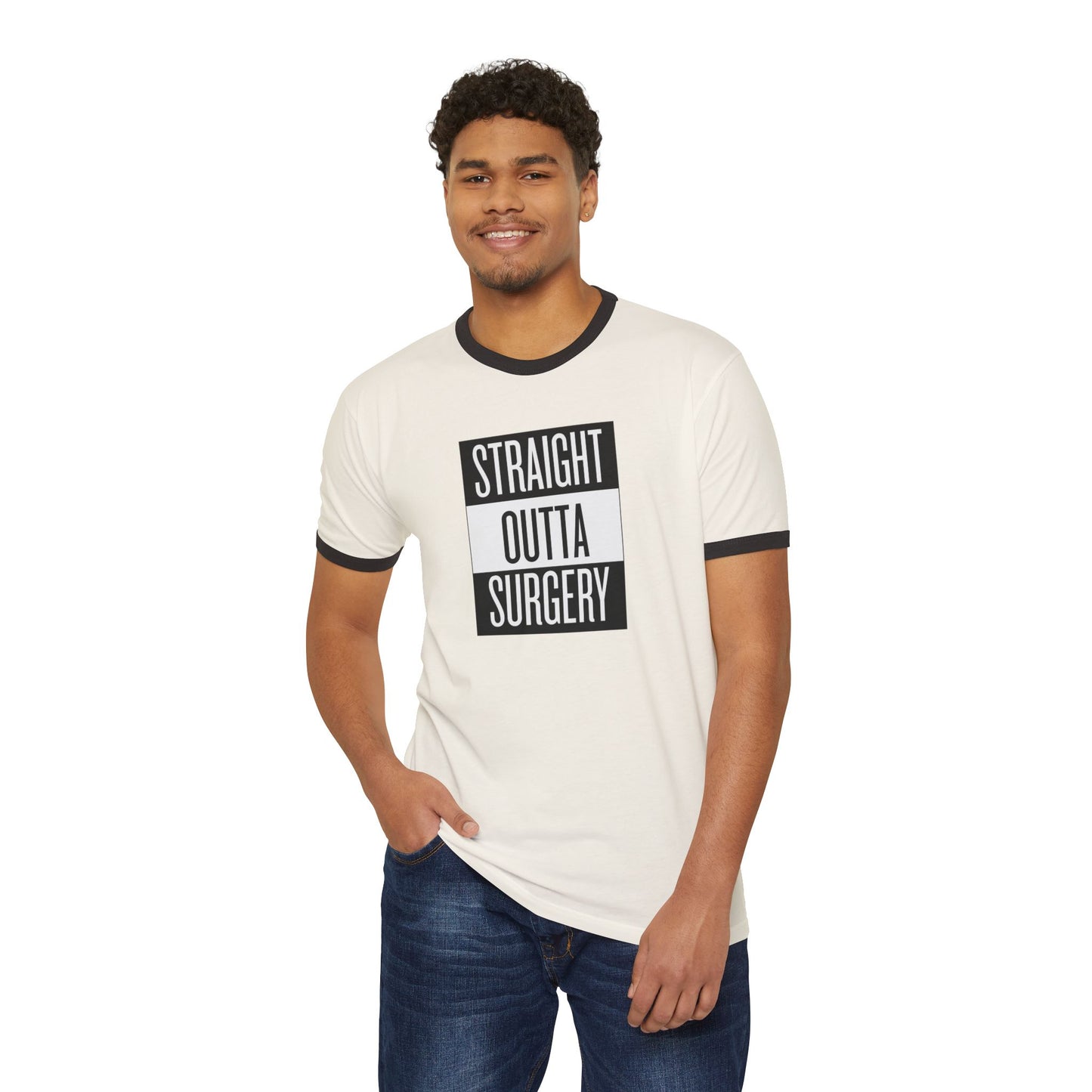 Straight Outta Surgery Unisex Cotton Ringer T-Shirt