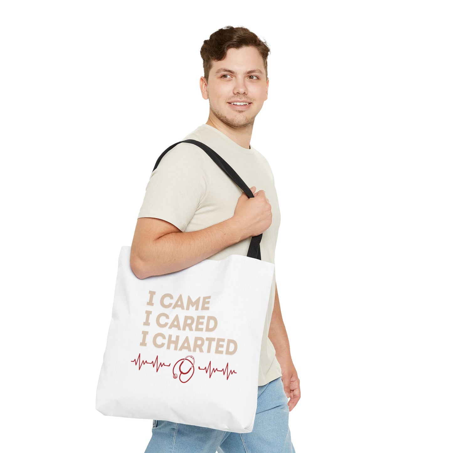 I Came I Cared I Charted Tote Bag