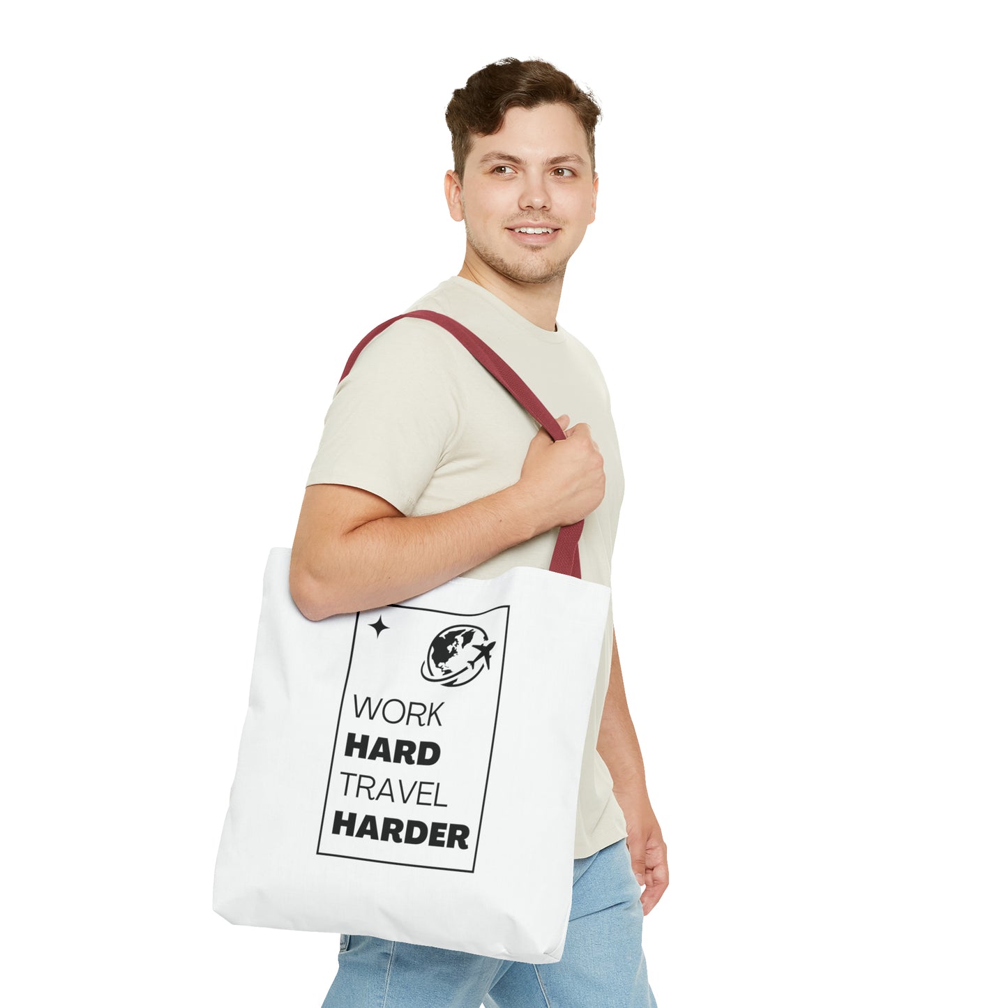 Work Hard Travel Harder Carry On Tote Bag (AOP)