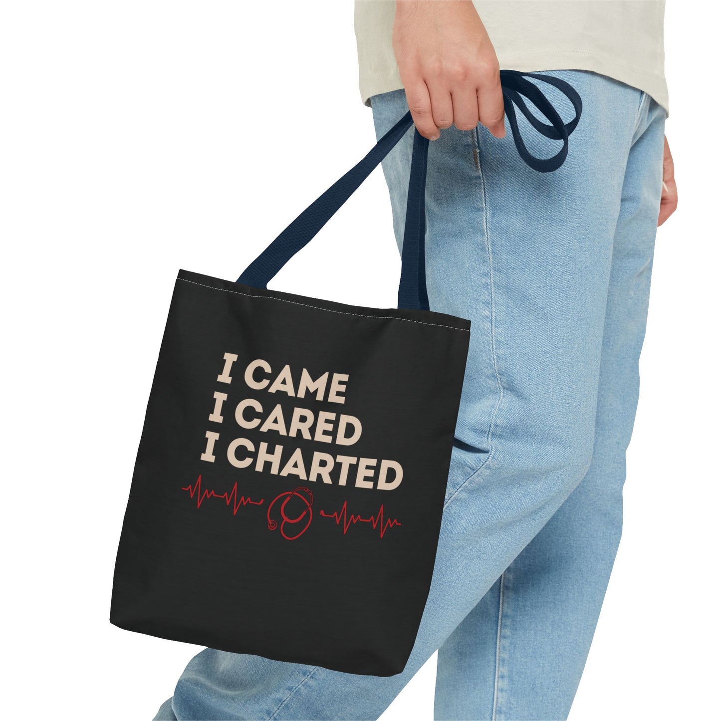 I Came I Cared I Charted Tote Bag