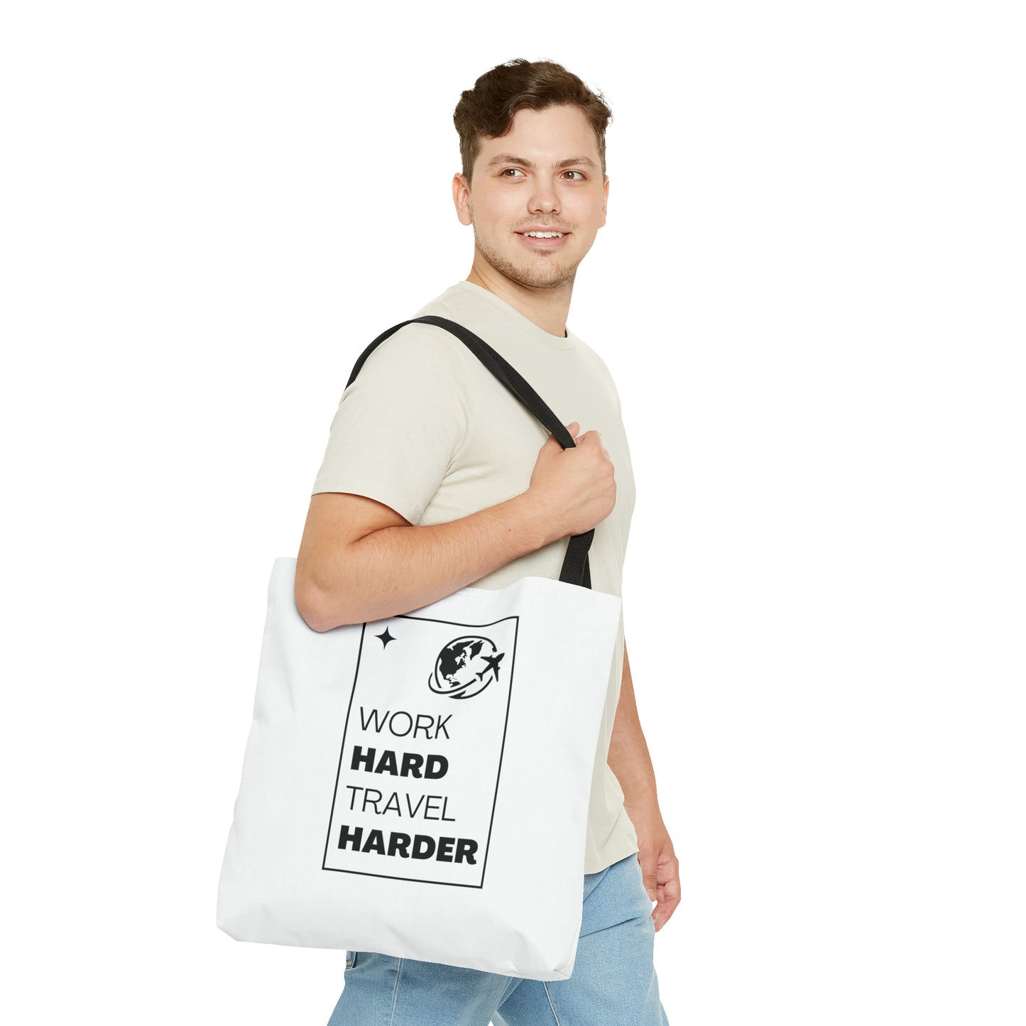 Work Hard Travel Harder Carry On Tote Bag (AOP)