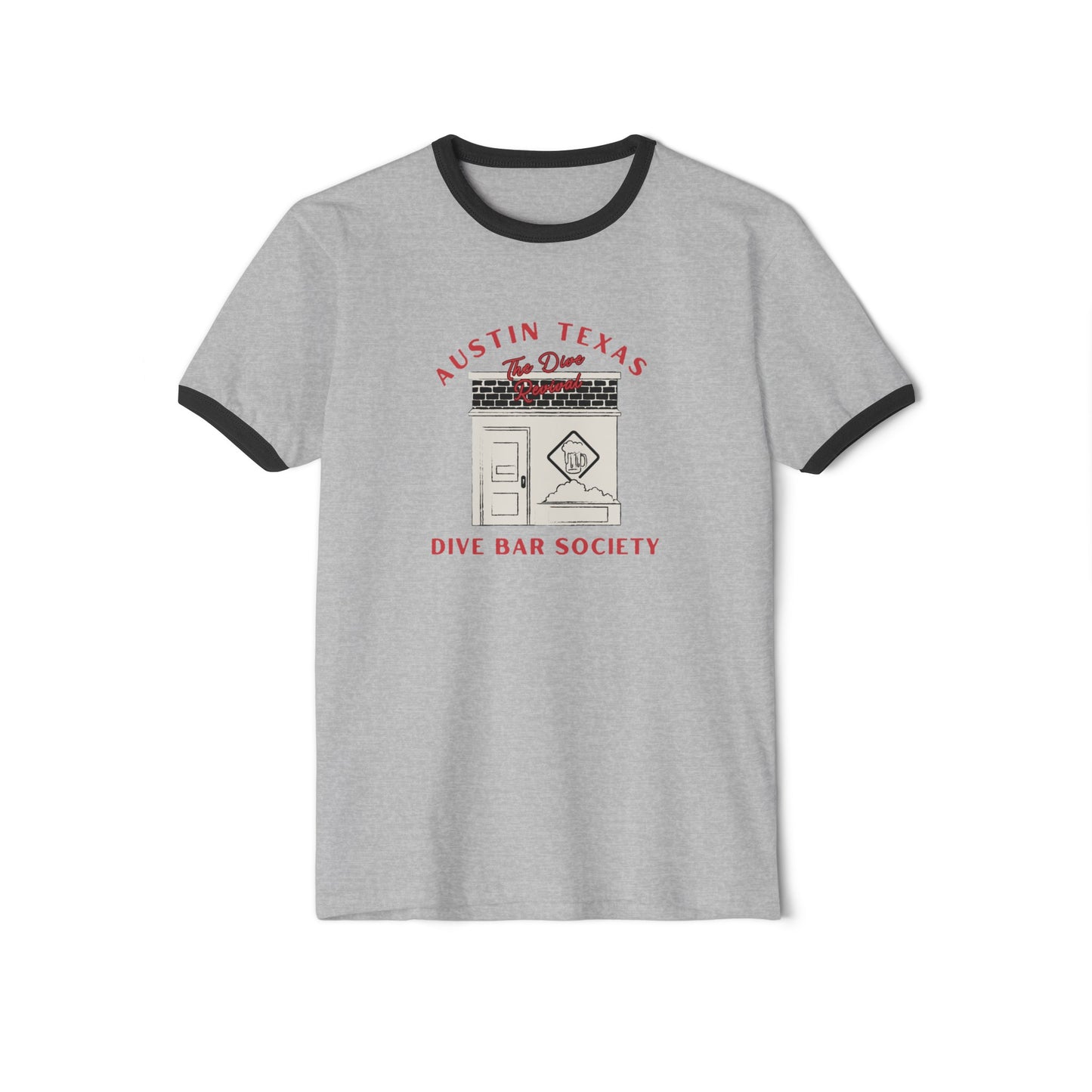 Austin Dive Bar Society Unisex Cotton Ringer T-Shirt