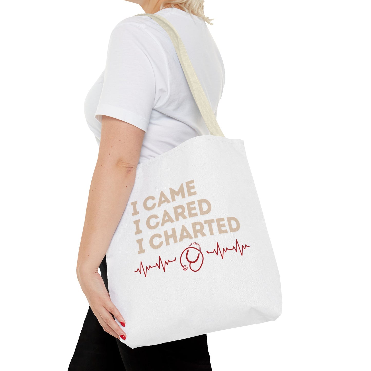 I Came I Cared I Charted Tote Bag