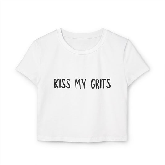 Kiss My Grits Cropped T-Shirt – Retro Southern Sassy Tee