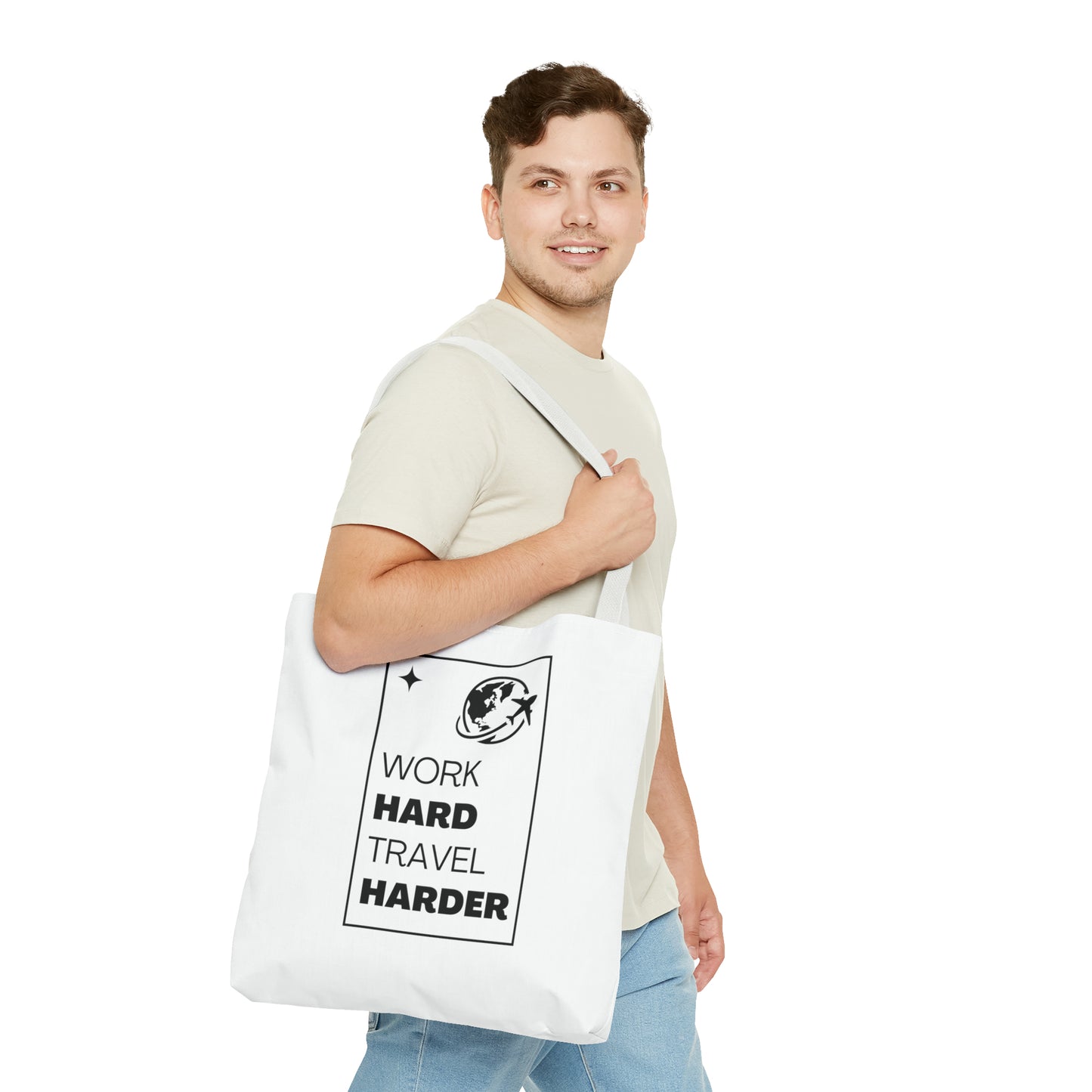 Work Hard Travel Harder Carry On Tote Bag (AOP)