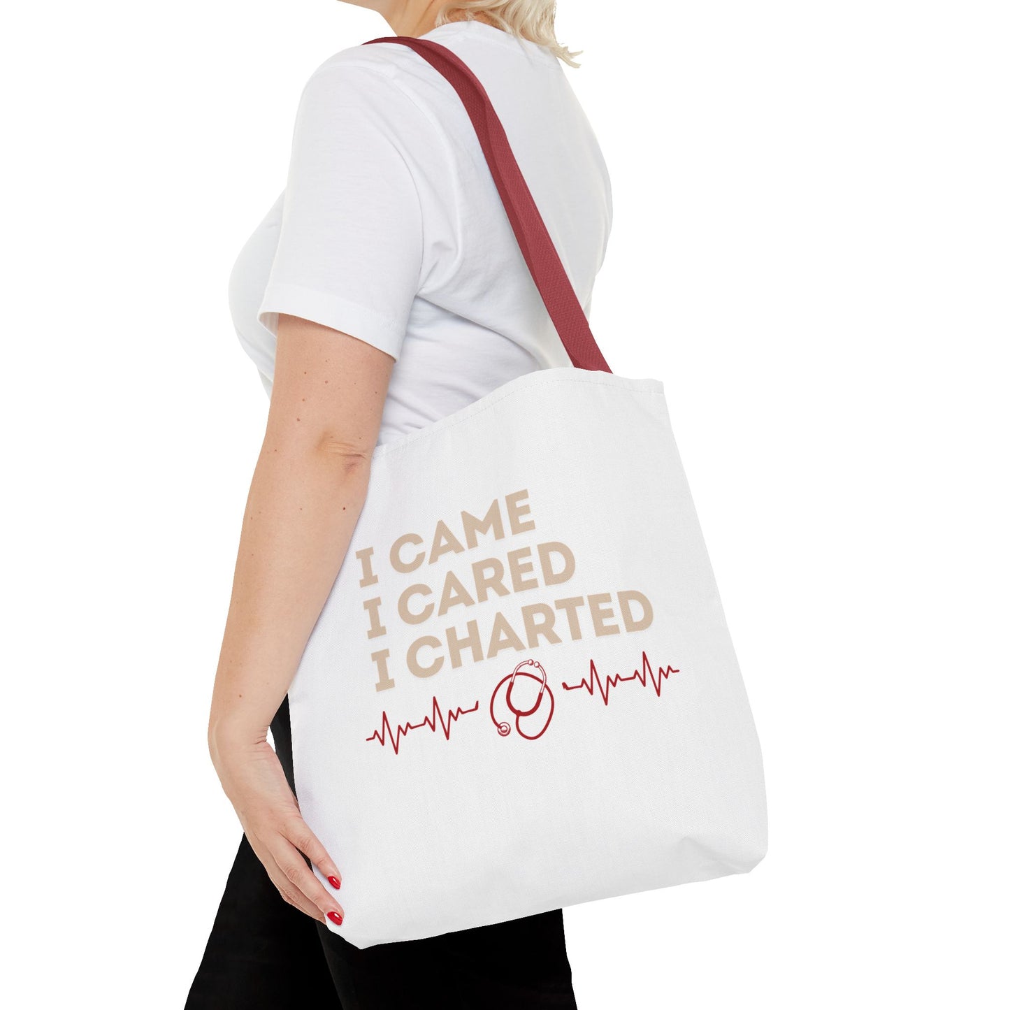 I Came I Cared I Charted Tote Bag