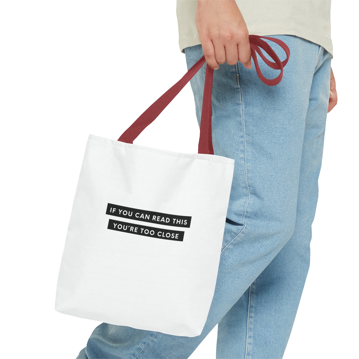 If You Can Read This You're Too Close Tote Bag (AOP)