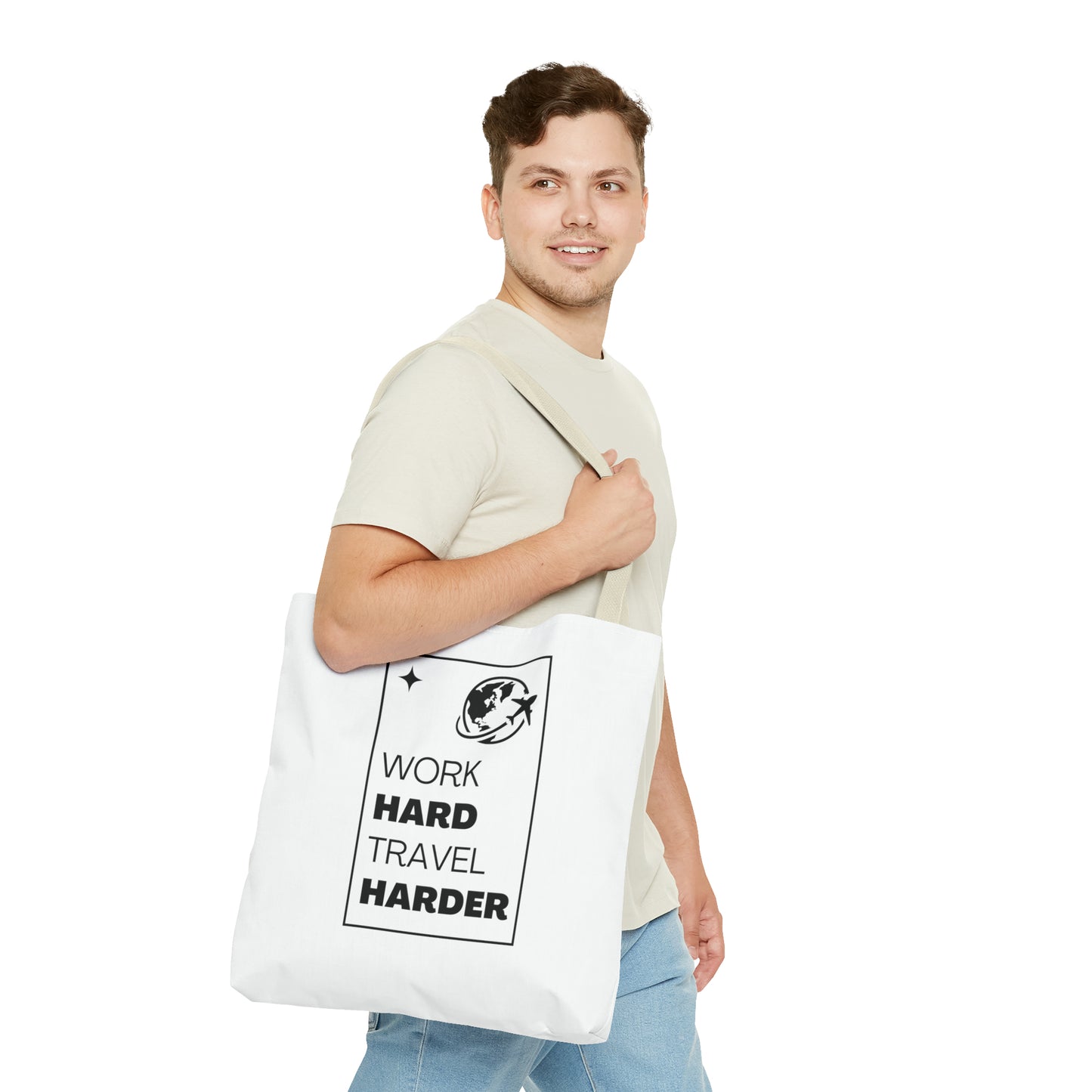 Work Hard Travel Harder Carry On Tote Bag (AOP)