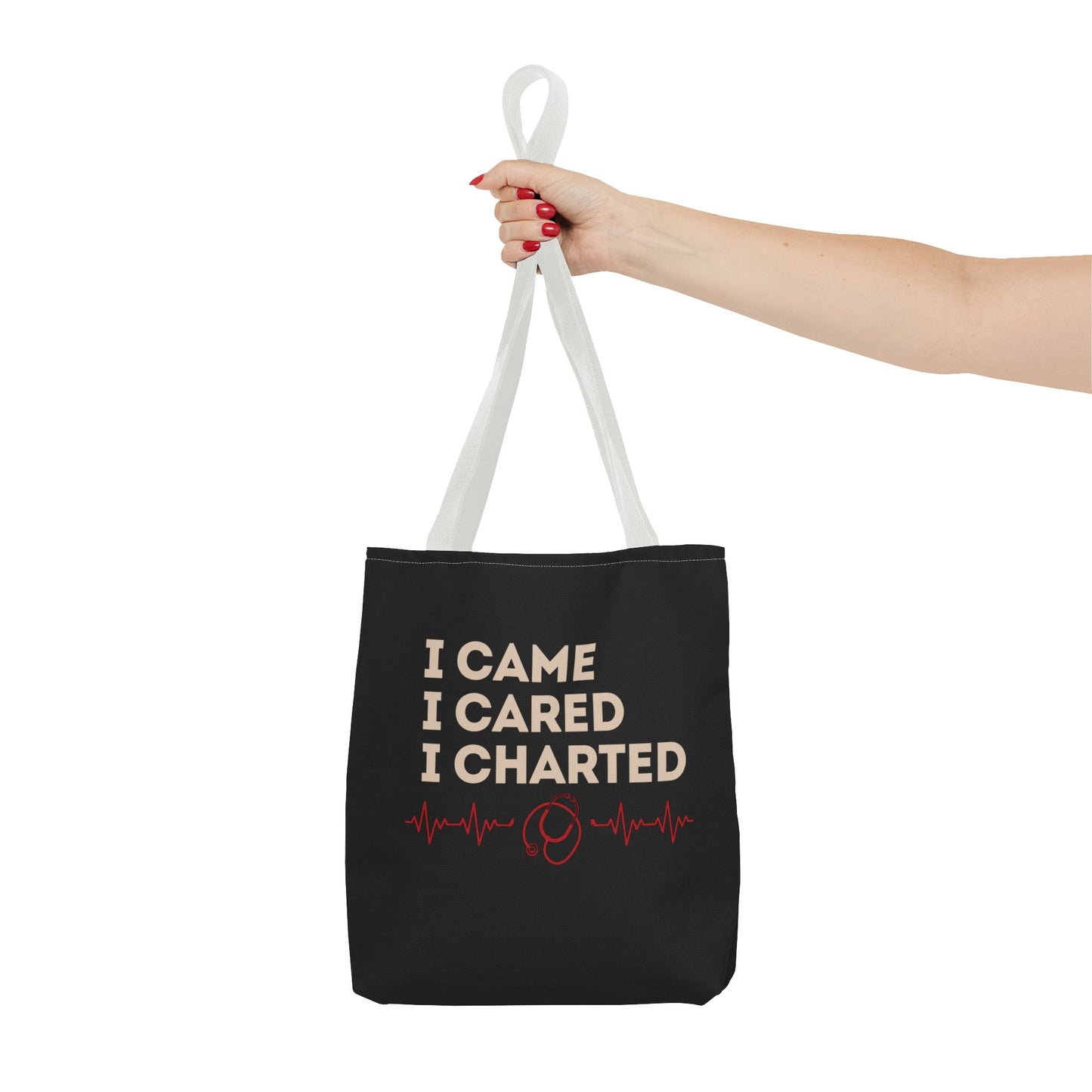 I Came I Cared I Charted Tote Bag