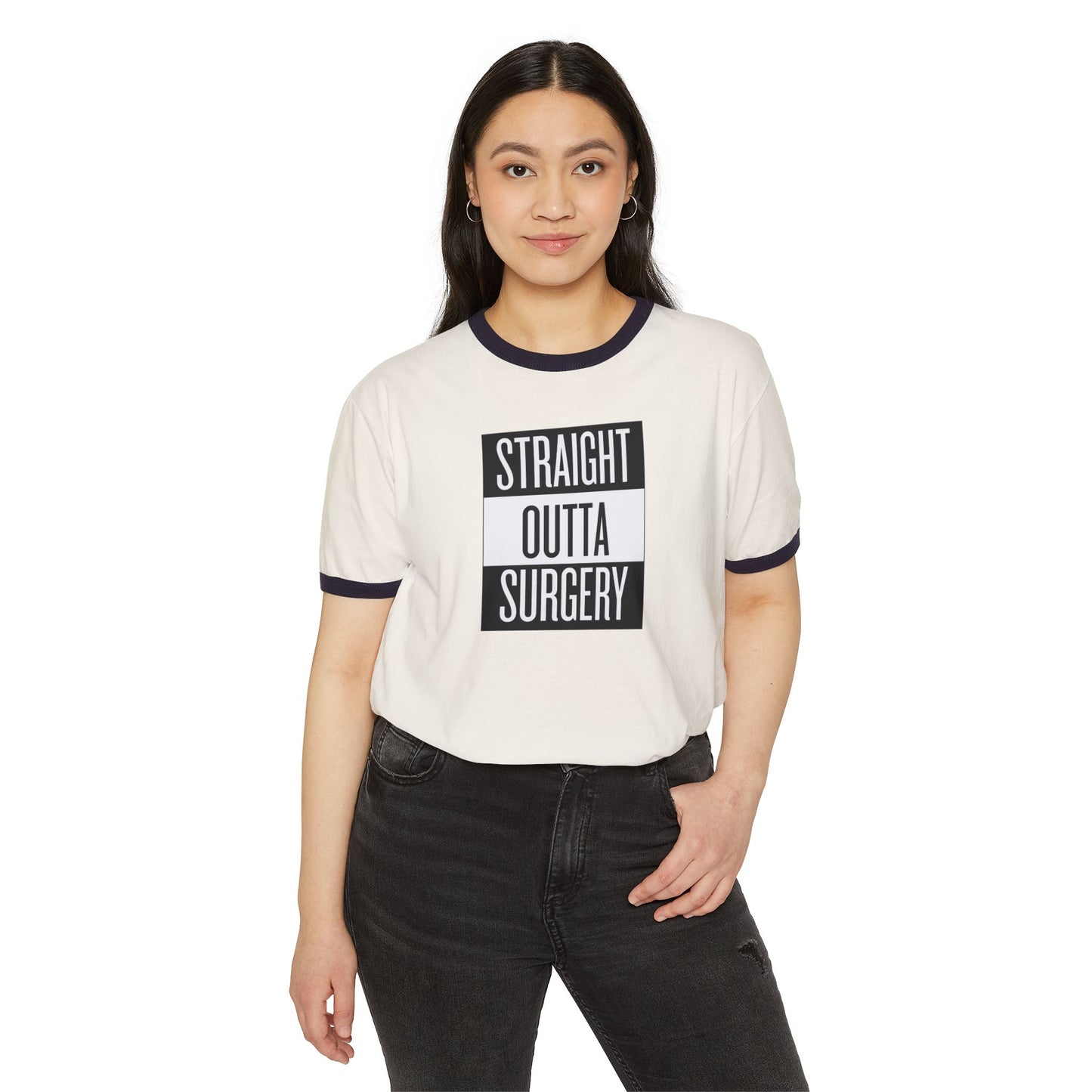 Straight Outta Surgery Unisex Cotton Ringer T-Shirt