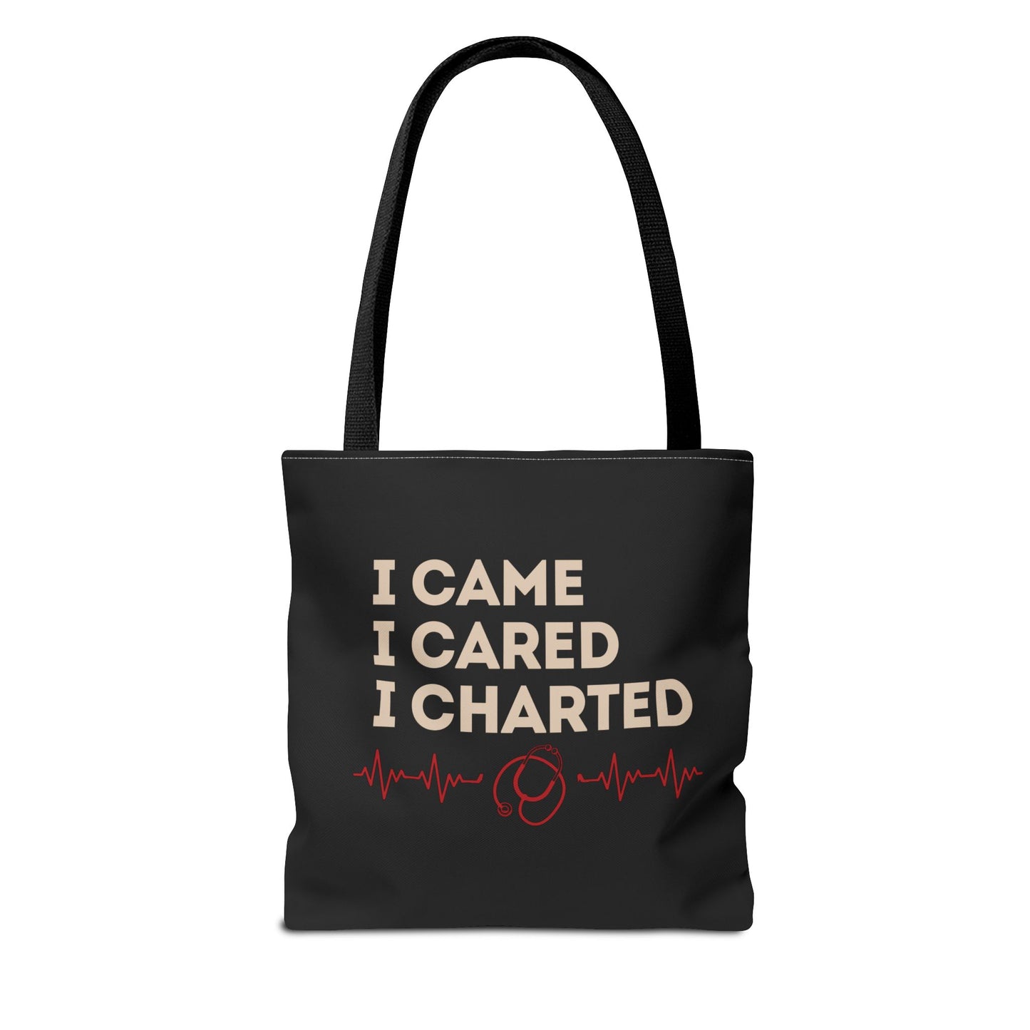 I Came I Cared I Charted Tote Bag